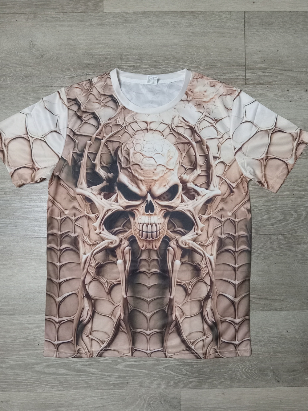 Men's Beige Skull Graphic Short-Sleeve Tee